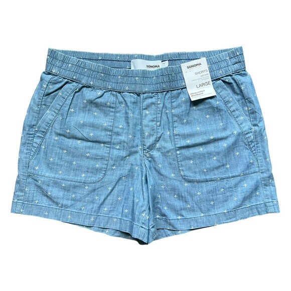 Sonoma Women’s Large Mid Rise Elastic Waistband Shorts W Pockets Size L - Picture 10 of 11